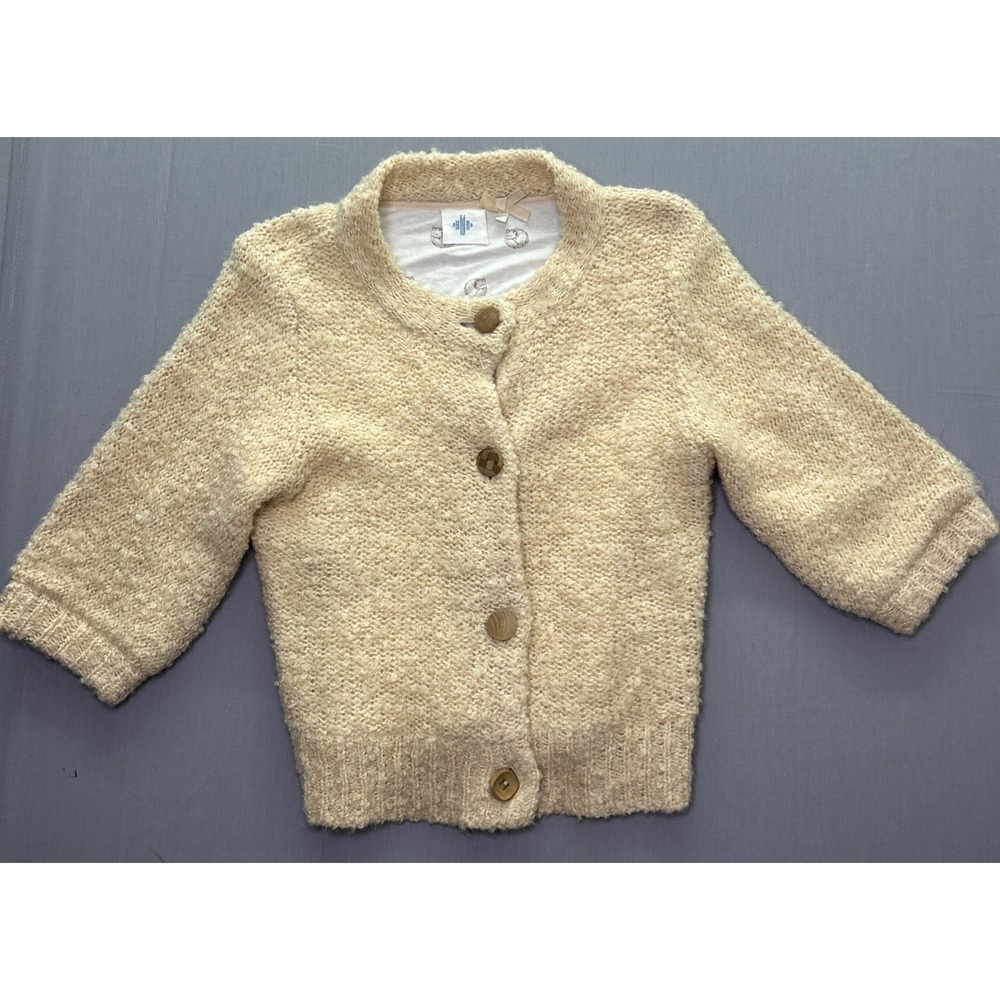Anthropologie HWR Monogram Rinah Boucle Fox Foxes Print Cardigan Sweater Medium